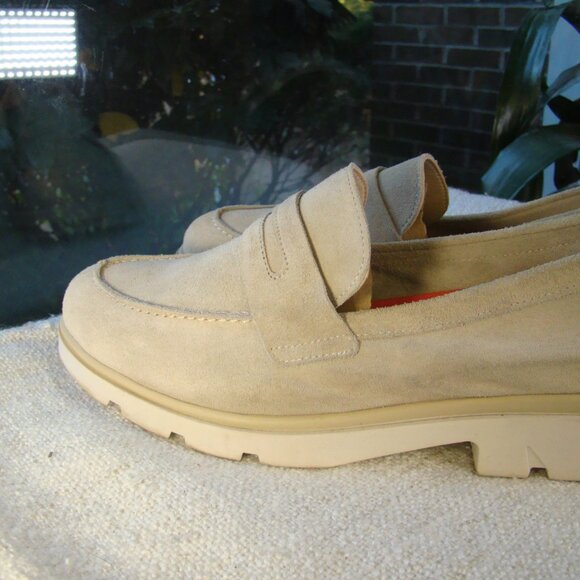 lunita imported from Spain beige cream suede leather chunky loafers, S 8.5 - Picture 4 of 10
